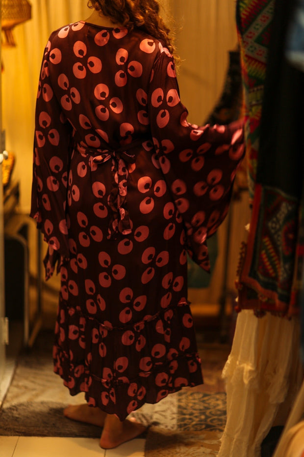 PINA SILK KIMONO PINK MONKEY - sustainably made MOMO NEW YORK sustainable clothing, dress slow fashion