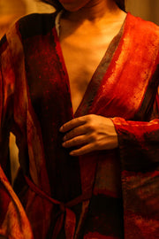 PINA SILK KIMONO POPPY RED - sustainably made MOMO NEW YORK sustainable clothing, dress slow fashion
