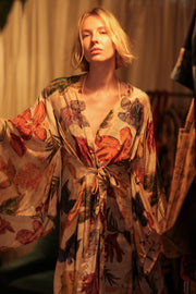 PINA SILK KIMONO PRESSED FLOWERS - sustainably made MOMO NEW YORK sustainable clothing, handmade slow fashion