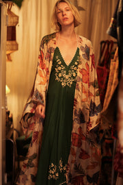 PINA SILK KIMONO PRESSED FLOWERS - sustainably made MOMO NEW YORK sustainable clothing, handmade slow fashion