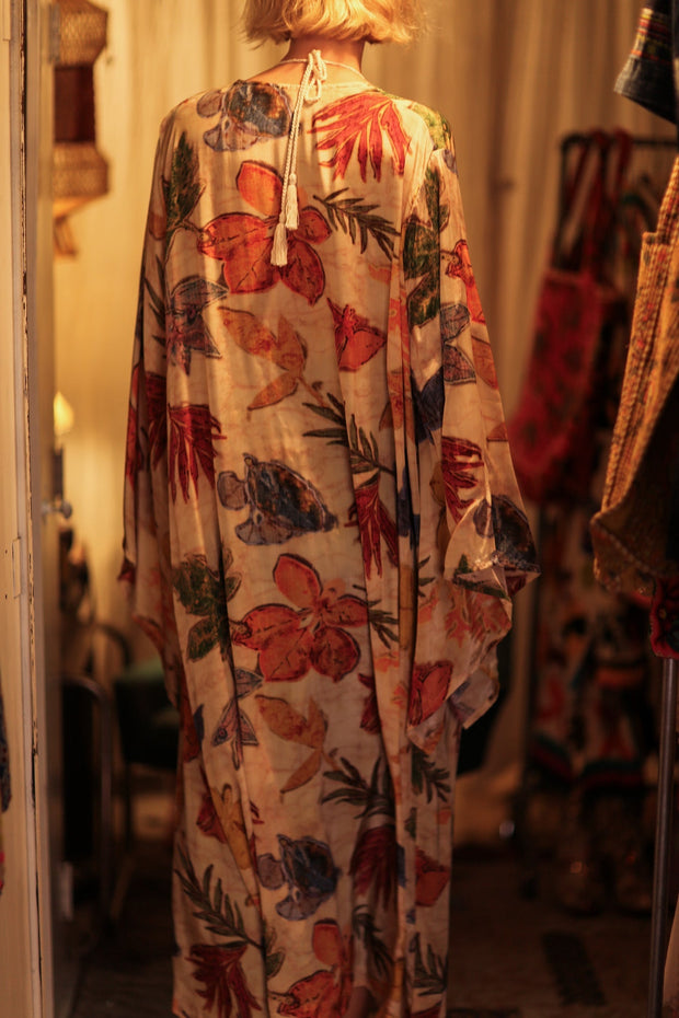 PINA SILK KIMONO PRESSED FLOWERS - sustainably made MOMO NEW YORK sustainable clothing, handmade slow fashion