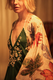 PINA SILK KIMONO PRESSED FLOWERS - sustainably made MOMO NEW YORK sustainable clothing, handmade slow fashion
