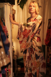 PINA SILK KIMONO PRESSED FLOWERS - sustainably made MOMO NEW YORK sustainable clothing, handmade slow fashion