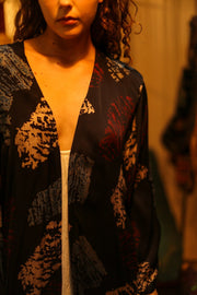 PINA SILK KIMONO RED AND BLUE ARTIST - sustainably made MOMO NEW YORK sustainable clothing, dress slow fashion
