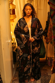PINA SILK KIMONO RED AND BLUE ARTIST - sustainably made MOMO NEW YORK sustainable clothing, dress slow fashion