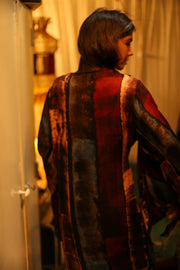 PINA SILK KIMONO RED AND BLUE STRIPE - sustainably made MOMO NEW YORK sustainable clothing, dress slow fashion
