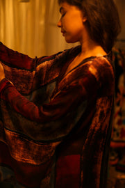 PINA SILK KIMONO RED AND BLUE STRIPE - sustainably made MOMO NEW YORK sustainable clothing, dress slow fashion