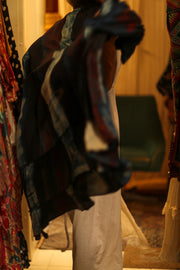 PINA SILK KIMONO RED AND BLUE STRIPE - sustainably made MOMO NEW YORK sustainable clothing, dress slow fashion
