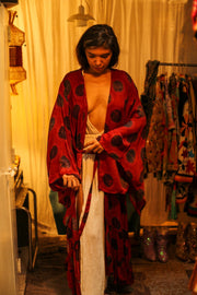 PINA SILK KIMONO RED CIRCLE - sustainably made MOMO NEW YORK sustainable clothing, dress slow fashion
