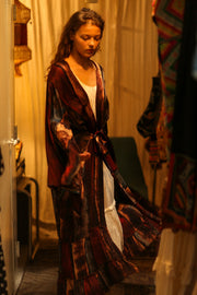 PINA SILK KIMONO RED STRIPE - sustainably made MOMO NEW YORK sustainable clothing, dress slow fashion