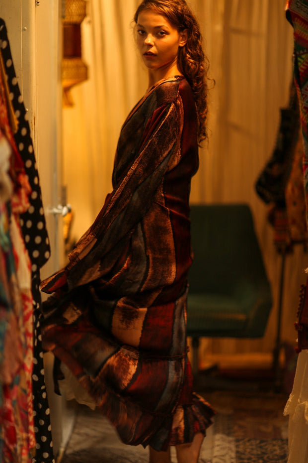 PINA SILK KIMONO RED STRIPE - sustainably made MOMO NEW YORK sustainable clothing, dress slow fashion