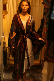 PINA SILK KIMONO RED STRIPE - sustainably made MOMO NEW YORK sustainable clothing, dress slow fashion