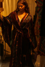 PINA SILK KIMONO RED STRIPE - sustainably made MOMO NEW YORK sustainable clothing, dress slow fashion