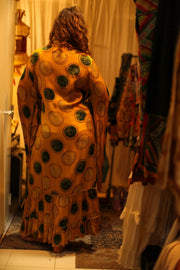 PINA SILK KIMONO YELLOW CIRCLE - sustainably made MOMO NEW YORK sustainable clothing, dress slow fashion