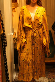 PINA SILK KIMONO YELLOW POLLOCK - sustainably made MOMO NEW YORK sustainable clothing, dress slow fashion