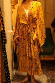 PINA SILK KIMONO YELLOW POLLOCK - sustainably made MOMO NEW YORK sustainable clothing, dress slow fashion