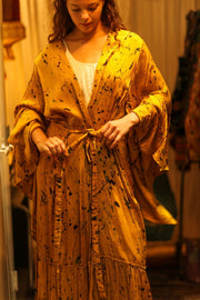 PINA SILK KIMONO YELLOW POLLOCK - sustainably made MOMO NEW YORK sustainable clothing, dress slow fashion