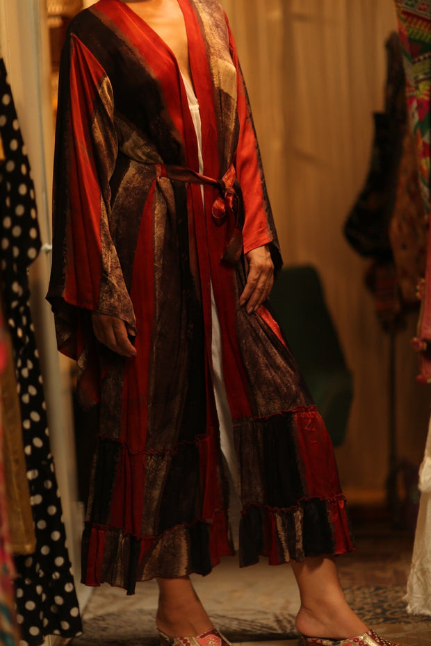 PINA XL SILK KIMONO POPPY RED - sustainably made MOMO NEW YORK sustainable clothing, kimono slow fashion