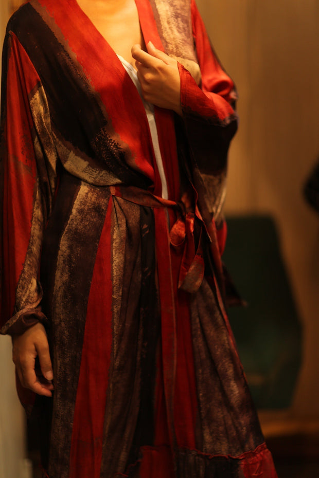 PINA XL SILK KIMONO POPPY RED - sustainably made MOMO NEW YORK sustainable clothing, kimono slow fashion