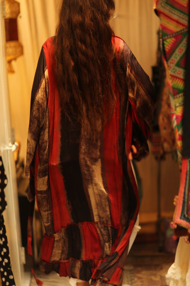 PINA XL SILK KIMONO POPPY RED - sustainably made MOMO NEW YORK sustainable clothing, kimono slow fashion