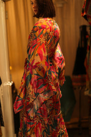 PINK JUNGLE SILK KIMONO PINA - sustainably made MOMO NEW YORK sustainable clothing, kimono slow fashion