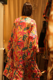 PINK JUNGLE SILK KIMONO PINA - sustainably made MOMO NEW YORK sustainable clothing, kimono slow fashion