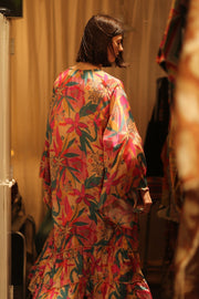PINK JUNGLE SILK KIMONO PINA - sustainably made MOMO NEW YORK sustainable clothing, kimono slow fashion