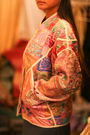 PINK PATCHWORK JACKET FRINA - sustainably made MOMO NEW YORK sustainable clothing, bestseller slow fashion