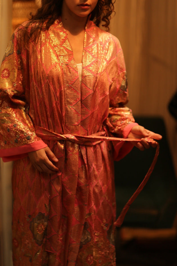 PINK SEQUIN KIMONO ARABELLA - sustainably made MOMO NEW YORK sustainable clothing, kimono slow fashion