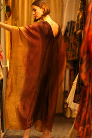 PLEATED SUNSET SILK KAFTAN - sustainably made MOMO NEW YORK sustainable clothing, dress slow fashion