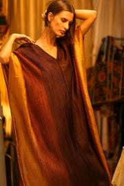 PLEATED SUNSET SILK KAFTAN - sustainably made MOMO NEW YORK sustainable clothing, dress slow fashion