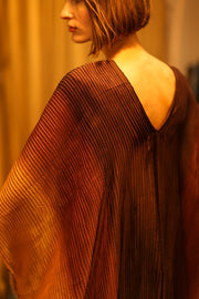 PLEATED SUNSET SILK KAFTAN - sustainably made MOMO NEW YORK sustainable clothing, dress slow fashion