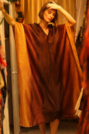 PLEATED SUNSET SILK KAFTAN - sustainably made MOMO NEW YORK sustainable clothing, dress slow fashion
