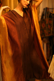 PLEATED SUNSET SILK KAFTAN - sustainably made MOMO NEW YORK sustainable clothing, dress slow fashion