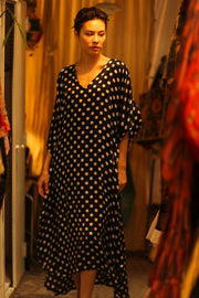 POLKA DOT SILK KAFTAN YAYA - sustainably made MOMO NEW YORK sustainable clothing, bestseller slow fashion