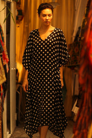 POLKA DOT SILK KAFTAN YAYA - sustainably made MOMO NEW YORK sustainable clothing, bestseller slow fashion