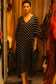 POLKA DOT SILK KAFTAN YAYA - sustainably made MOMO NEW YORK sustainable clothing, bestseller slow fashion