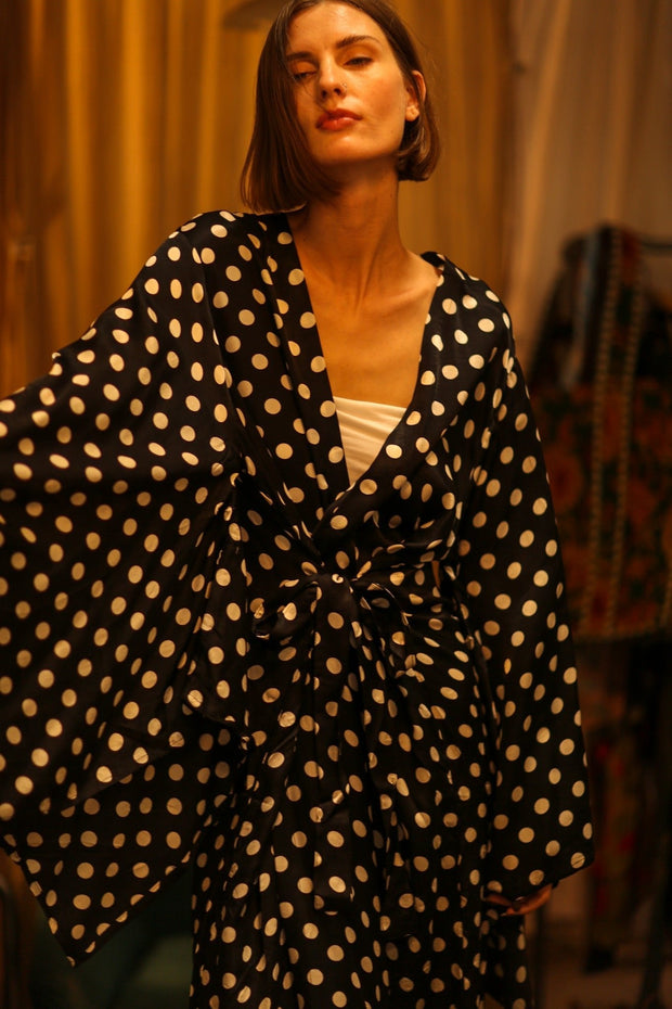 POLKA DOT WING XL KIMONO PINA - sustainably made MOMO NEW YORK sustainable clothing, bestseller slow fashion