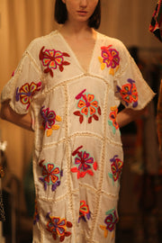 RAVEE EMBROIDERED COTTON DRESS - sustainably made MOMO NEW YORK sustainable clothing, dresskaftan slow fashion