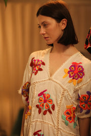 RAVEE EMBROIDERED COTTON DRESS - sustainably made MOMO NEW YORK sustainable clothing, dresskaftan slow fashion