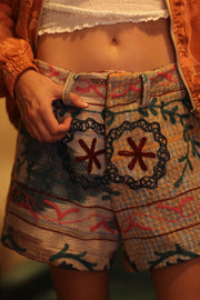 RAYA EMBROIDERED SHORTS - sustainably made MOMO NEW YORK sustainable clothing, embroidered slow fashion