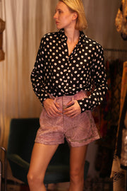 RAYA EMBROIDERED SHORTS PINK DREAMS - sustainably made MOMO NEW YORK sustainable clothing, embroidered slow fashion