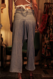 SAMIA PATTERNED SOFT DENIM FISHERMAN TROUSERS - sustainably made MOMO NEW YORK sustainable clothing, denim slow fashion
