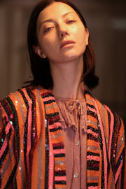 SEQUIN EMBROIDERED SHORT KIMONO UMRA - sustainably made MOMO NEW YORK sustainable clothing, Kimono slow fashion