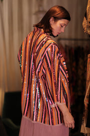 SEQUIN EMBROIDERED SHORT KIMONO UMRA - sustainably made MOMO NEW YORK sustainable clothing, Kimono slow fashion