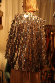 SEQUIN SILVER GLITTER KIMONO FRANKA - sustainably made MOMO NEW YORK sustainable clothing, Kimono slow fashion