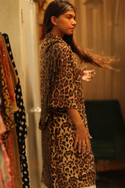 SHANIA SEQUINED LEO KIMONO - sustainably made MOMO NEW YORK sustainable clothing, kimono slow fashion