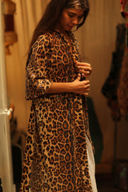 SHANIA SEQUINED LEO KIMONO - sustainably made MOMO NEW YORK sustainable clothing, kimono slow fashion