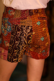 SHORTS RAYA BROWNIE - sustainably made MOMO NEW YORK sustainable clothing, kantha slow fashion