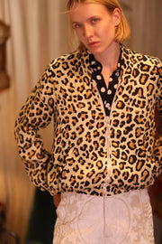 SILK BOMBER JACKET ANCHA LEO PRINT - sustainably made MOMO NEW YORK sustainable clothing, coatandjacket slow fashion